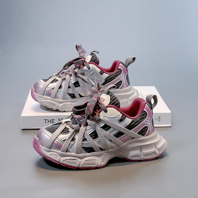 2025 Spring and Autumn New Mesh Breathable Baby Girl Dad Shoes Fashionable Versatile Boys Running Shoes Soft Sole Non-slip