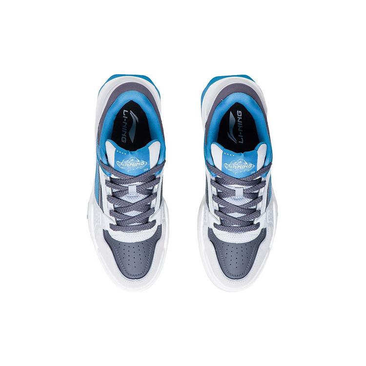 New LiNing Samchen Participate In The Stars Anti Slip Wear Resistant Low Top Skateboard Shoes Blue Gray AGCS245-2