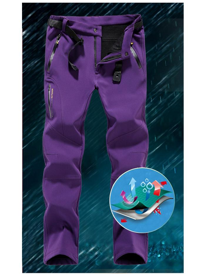 New Winter Softshell Fleece-Lined Waterproof Couples' Hiking Pants, Windproof, Plus Size for Men and Women