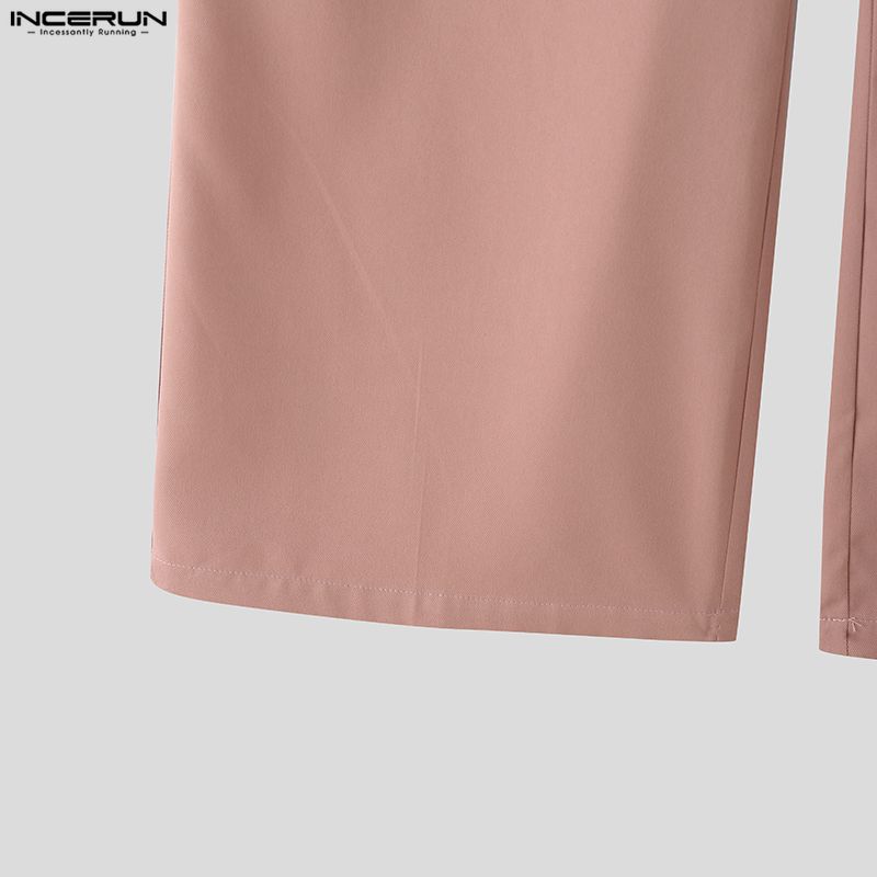 INCERUN 2PCS Men Sleeveless Cropped Tank Tops and Straight Trousers Pants Sets Outfits