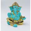 Gaddi Ganesha Resin 3 X 3 Gold Fluro Green Ganesh Idol for Car Dashboard Small Ganesha Murti Ganpati Idol for Home Decor Puja Lord Ganesh Statue