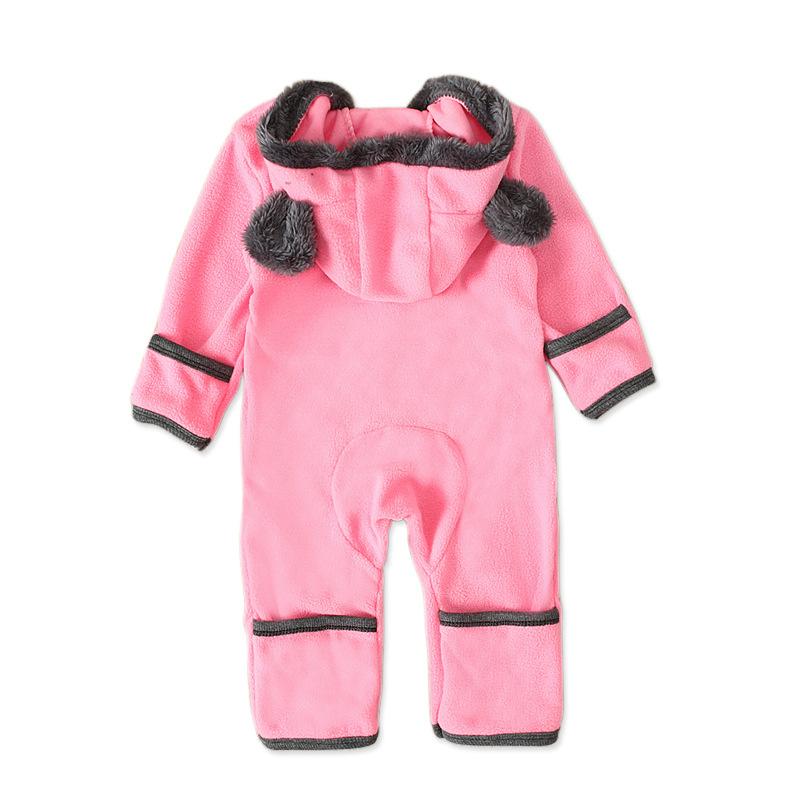 Boys and Girls Bear Long Sleeve Hooded Foot Wrapped Bodysuit Crawling Suit