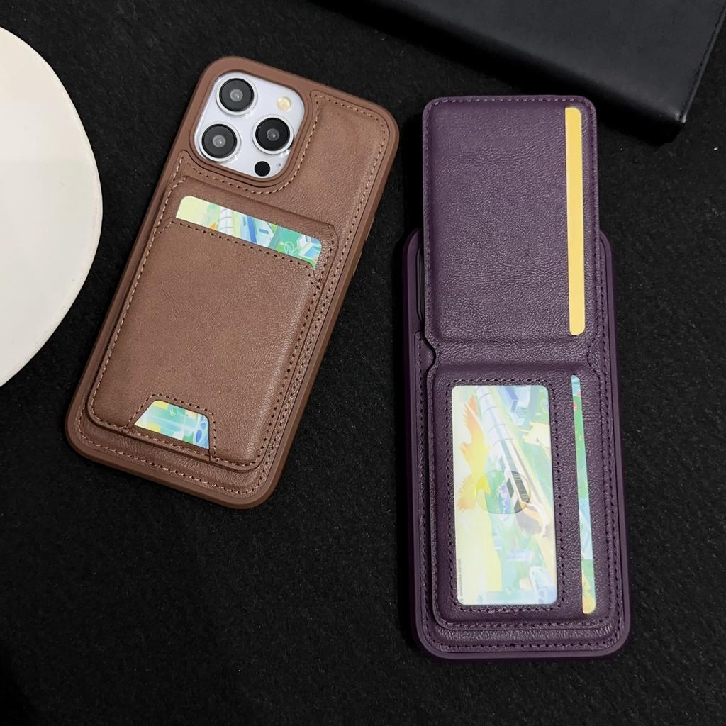 Card Holder Magnetic Suction Moblie Phone Case for iPhone 16 Pro Max 11 12 13 14 15 Pro Multifunctional Leather Protective Shell