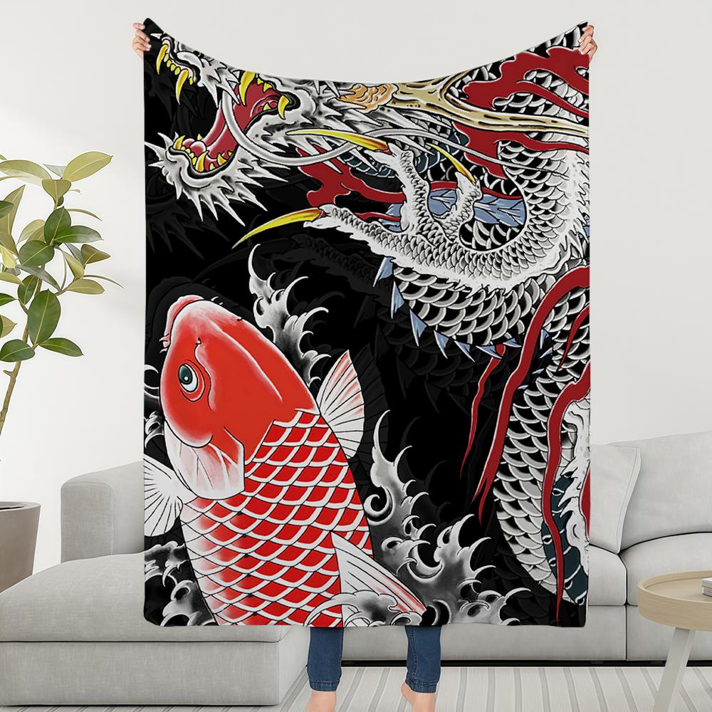 

Blanket Throw Dragon Yakuza Super Cosy Cool Plush Tattoo Living Room Sofa Couch Childish Birthday Gifts 30x40in