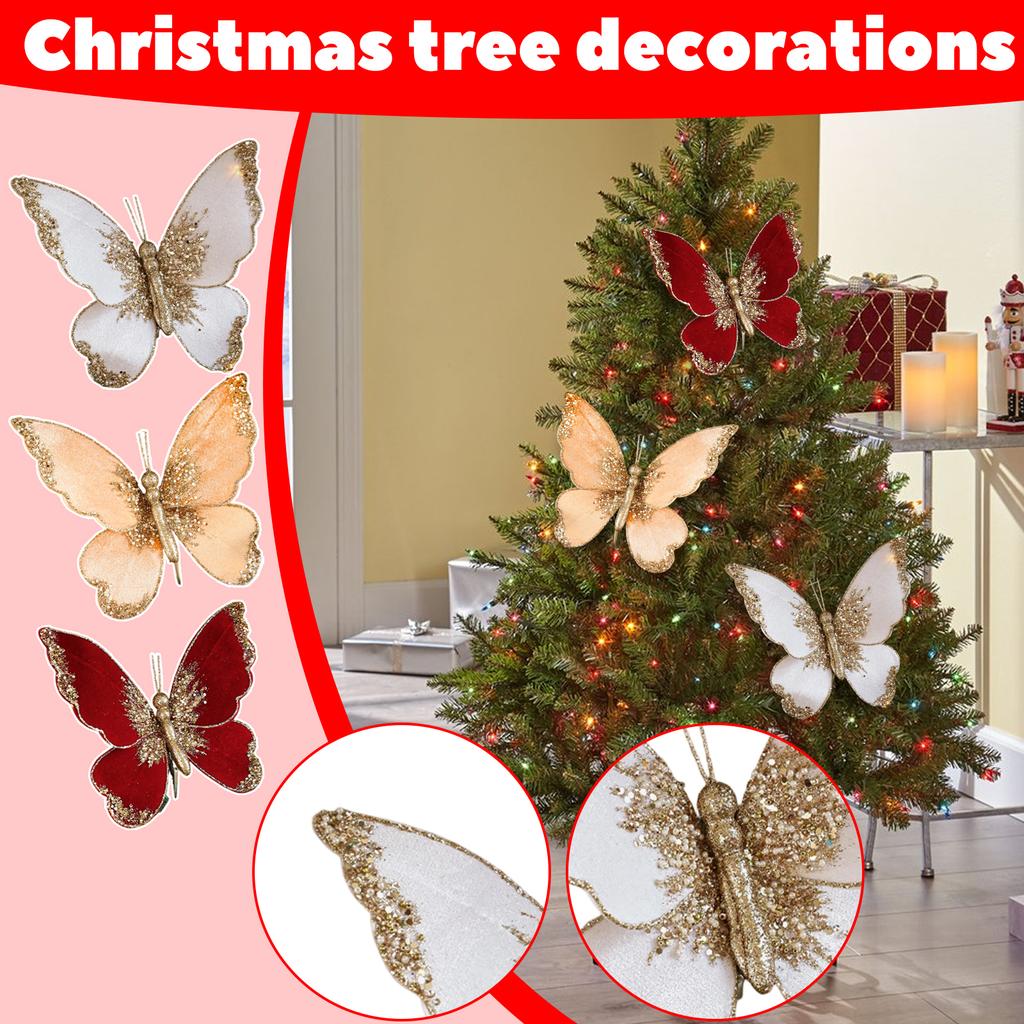 Fabric Simulation Bow Clip Velvet Powder Flocking Christmas Tree Decoration Scene Layout