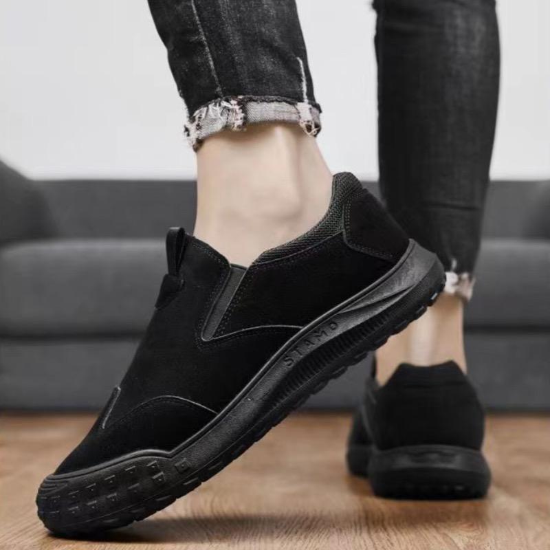 Men Sneakers Retro Suede Leather Casual Shoes Non Slip Driving Shoes For Men Slip On Loafers Low-Top Safety Work Shoes