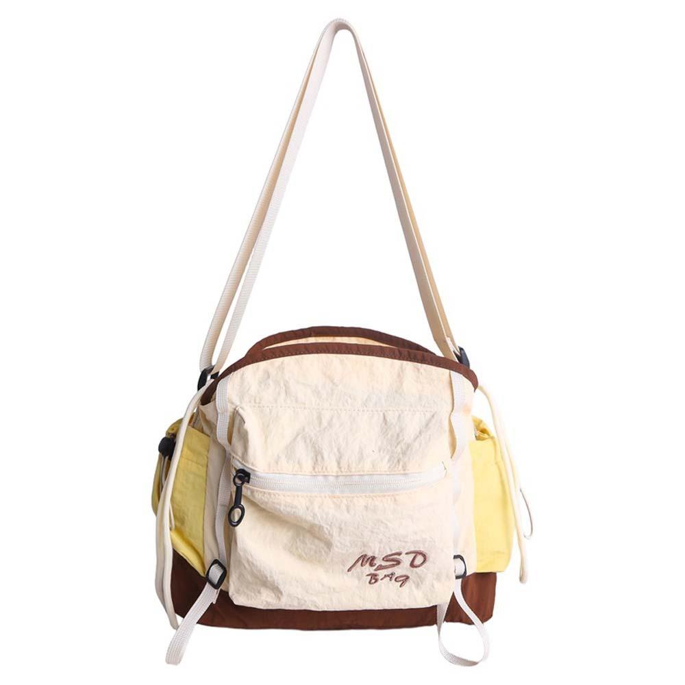 Portable Outdoor Nylon Shoulder Pouch Embroidery Drawstring Bucket Cloth Bag  Hiking