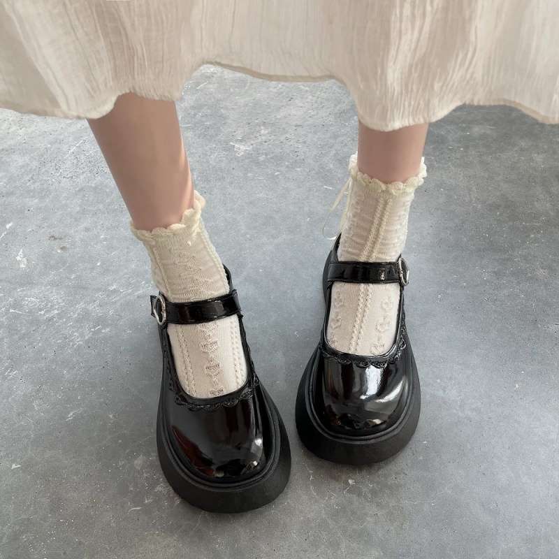 

Туфли Мэри Джейн школьница черные универсальные маленькие кожаные туфли увеличивающие рост ретро японские одинарные туфли обувь туфли-маффины JK кожаные туфли 40