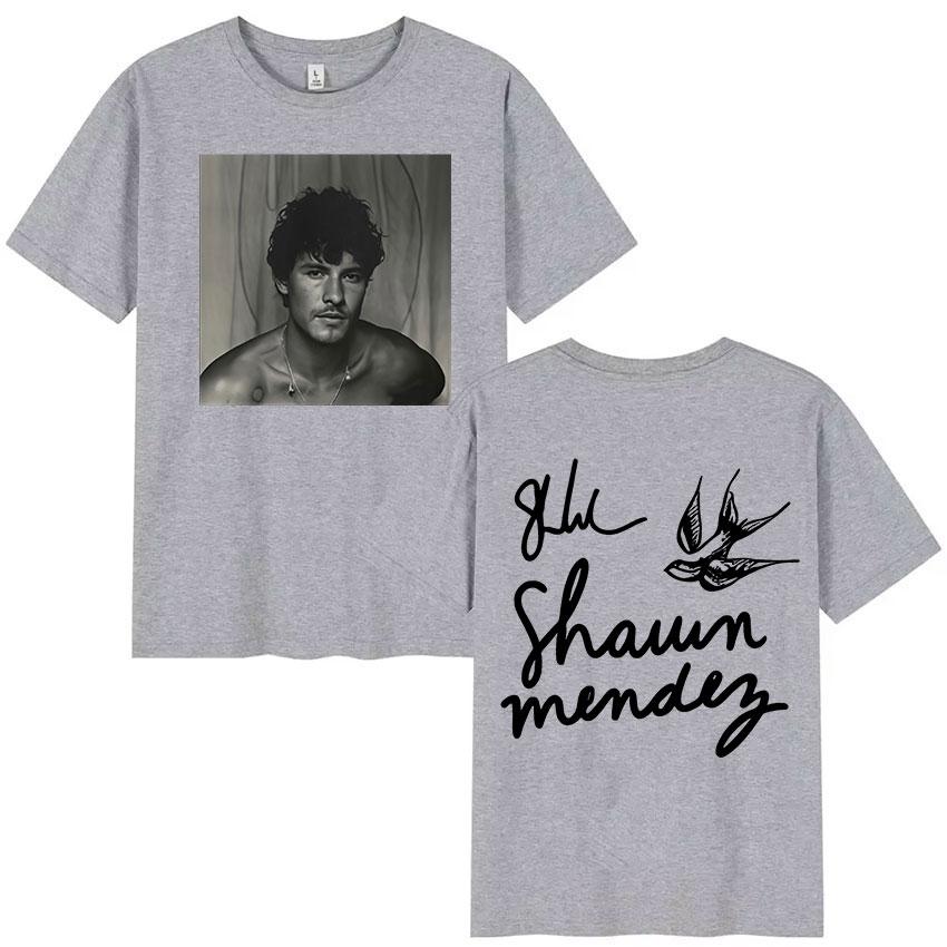 

2025 Summer Rapper Singer Shawn Mendes on The Road Again Tour Album Merch Men Fashion Oversized 100% Pure Cotton Printed T-shirt M