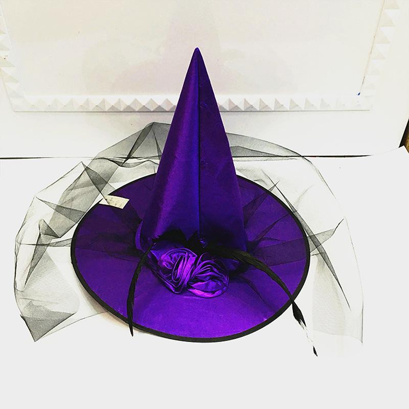 Halloween Wizard Hat Party Children Adult Black Pointed Cloth Magician Hat Witch Hat Masquerade Ball Party Hats Dressing