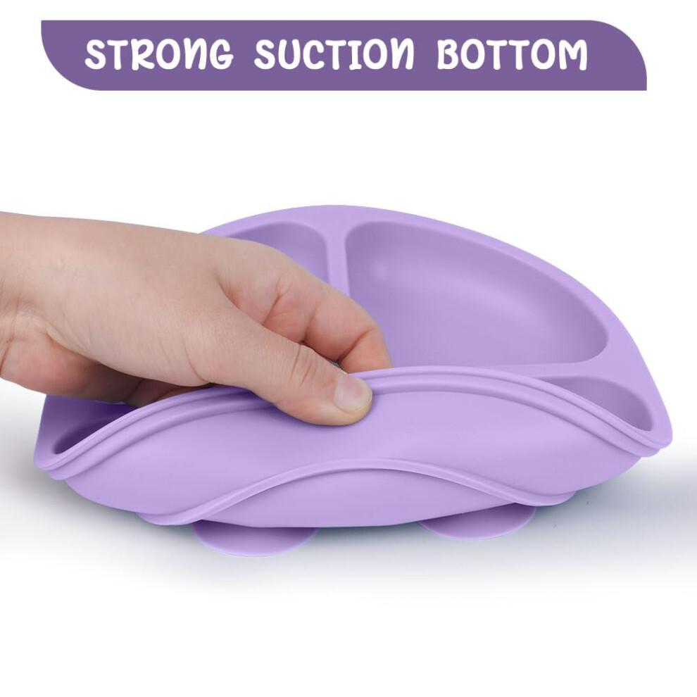Vicloon Baby Suction Plate, 3Pcs Silicone Baby Suction Plates, Non Slip Silicone Baby Weaning Plate, Divided Dishes for Toddler Kids Self Feeding, Fi