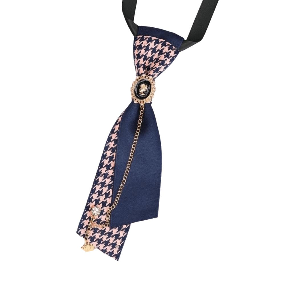 Y2K Preppy Necktie Oval Decorative Neck Tie Chic Plaid Bow Tie JK Uniform