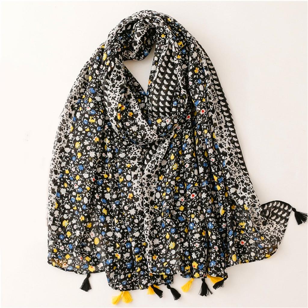 Fashion Print Windproof Tassels Shawls The Four Seasons Beach Towel, Female New Style Warm Bandanna 180 * 85cm Muslim Headscarf,