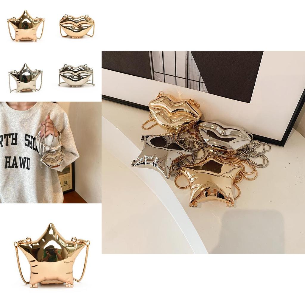 Chic Mini Acrylic Star Box Purse For Women Stylish Evening Clutch Bag With Chain Strap