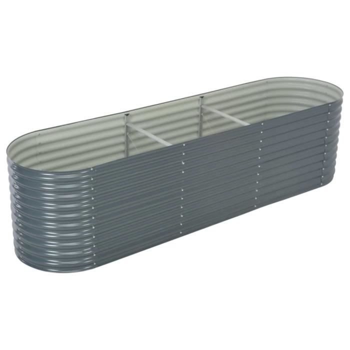 Jardinière - vidaXL - 320x80x81 cm - Acier galvanisé - Gris - Rectangulaire