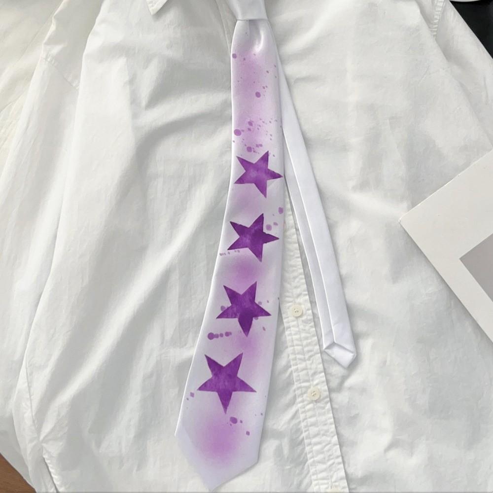 Y2K Star Tie Sweet Unisex Necktie Creative Glossy Tie Party