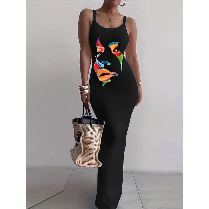 Tailored and Tight Long Dress with Camisole Sling Slim Fit Skinny Long Dress