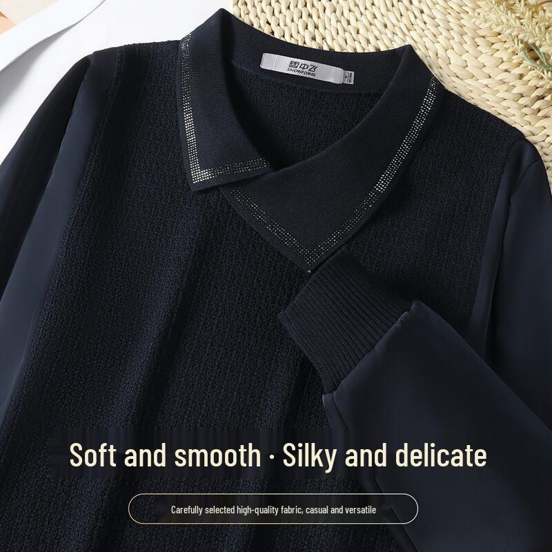 Snowflying Women s Elegant Rhinestone Knit Blouse M