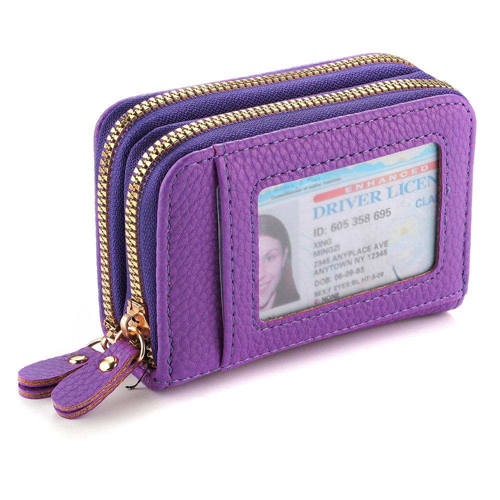 

Minimalist PU Leather Leather Women Wallets Black Pink Purple Large Capacity Zipper Wallet Zipper Storage Bag Women