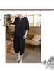 Men's Retro Chinese-Style Cotton & Linen Buttoned Three-Quarter Sleeve T-Shirt and Shorts Set