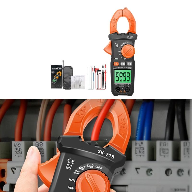 SK-218 Intelligent Clamp Multimeter for Current Up to 600A with Backlit Display and 26mm Large Jaw Opening