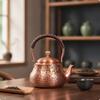 Hammered Copper Kettle Traditional Stovetop Tea Rust-Resistant Vessel for