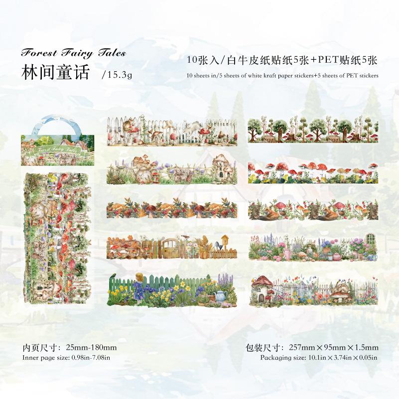 

10-Sheet Long - Strip Nature Scenery Stickers, for Hand - account and Scrapbook Decoration