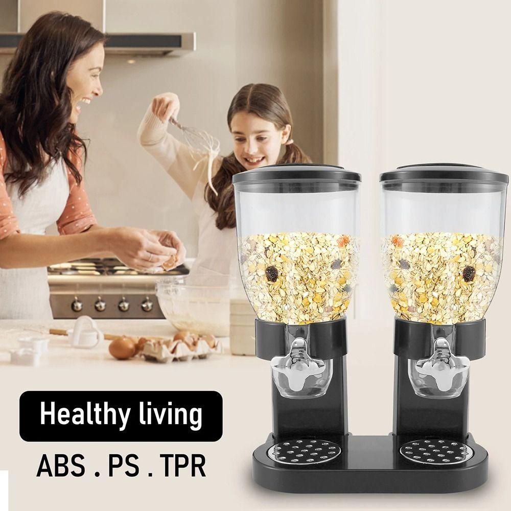 Dual Control Dry Food Dispenser Twin Cylinder Jars Food Storage Dispenser Creative Oat Barrel
