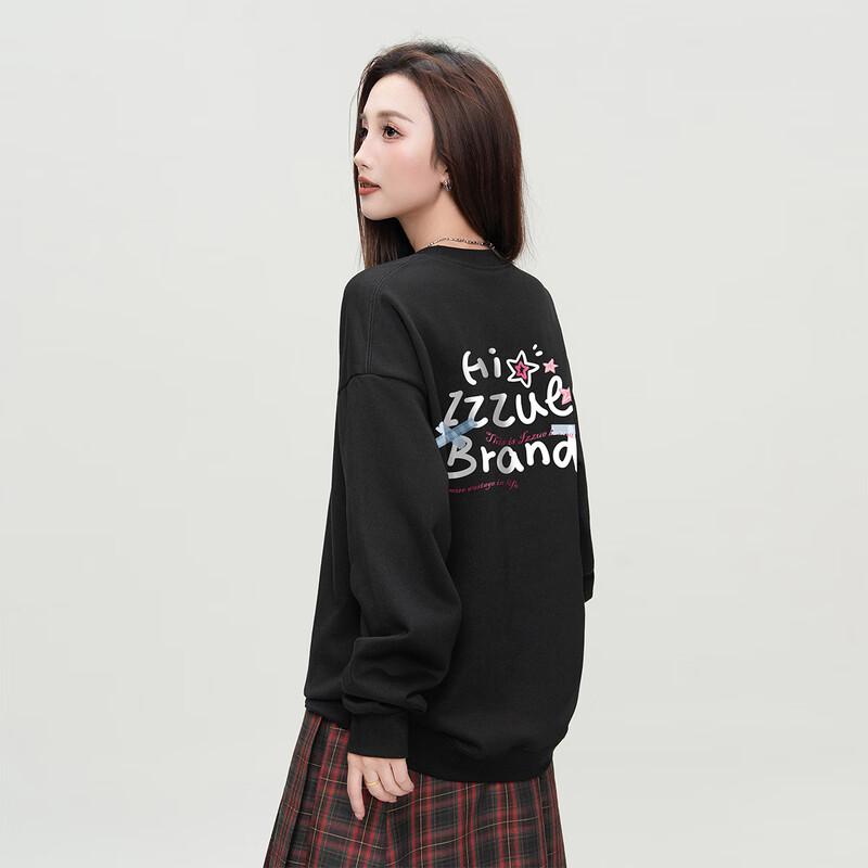Izzue Women's Letter Print Crew Neck Sweatshirt
