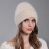 Women's Autumn Winter Angora Rabbit Hair Solid Color Warm Knitted Pullover Wool Cap Hats