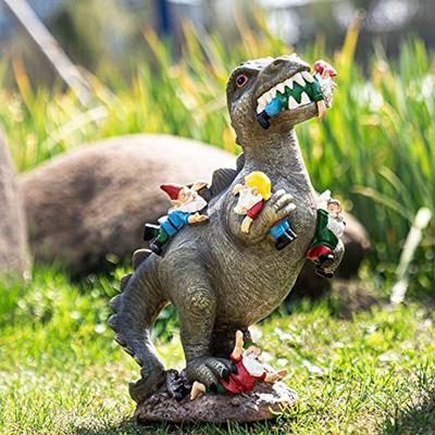 Dinosaurier Wichtel Gartenstatuen Außendekor Geburtstagsgeschenke für Mama Geschenke , Terrasse Dinosaurier frisst Wichtel Skulpturen Langlebig