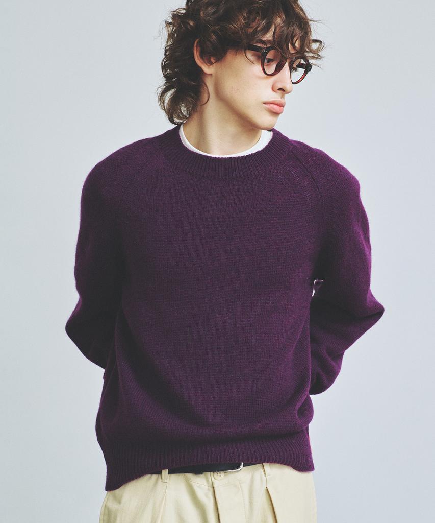 KNITTED Shaggy Dog 100% Wool Round Knit Purple