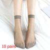 10Pairs Solid Color Socks Women Sexy Elastic Silky Transparent Thin Short Stockings Ladies Casual Ankle Socks