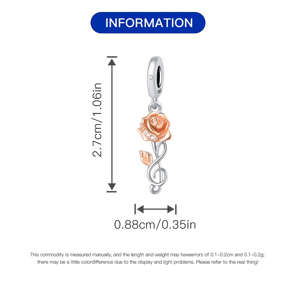 Beads Copper Charms Original Rose-Gold Rose Pendant Beads Fit Bracelet Jewelry Diy Women Fine Gift Accessory