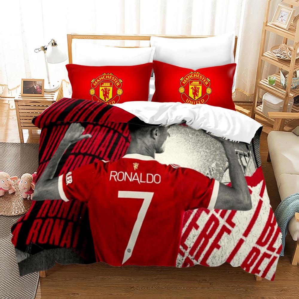 3D Three-Piece Size Football Quilt Cover Quilt Cover Home Textile
