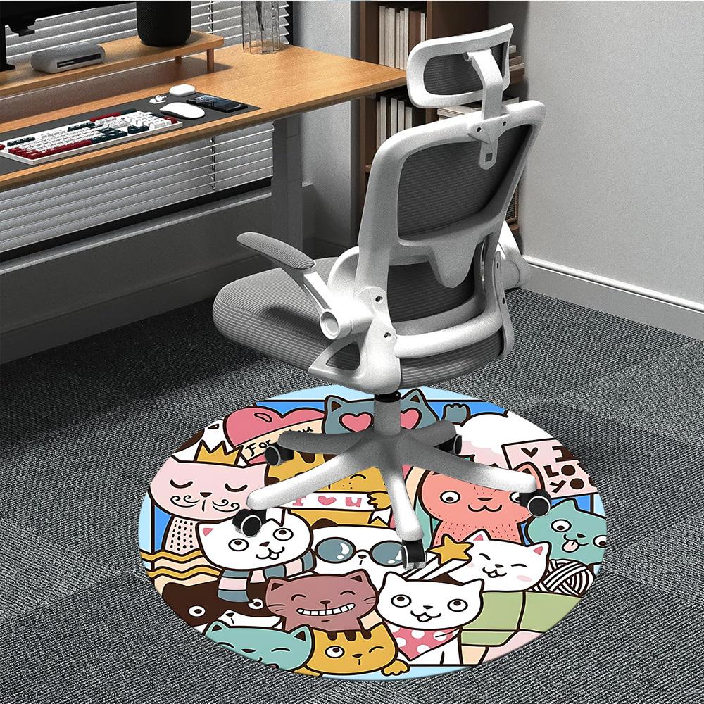 1PC Cats Love Office Round Area Rug,  Mat Suitable ForOffice, Under Office Chairs Bedroom Living Room Home Decor, Room Deco