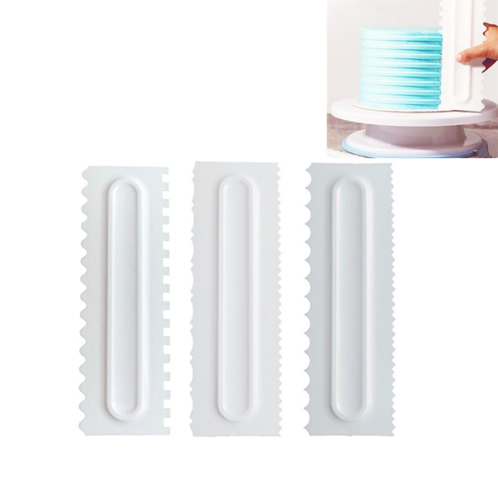 3Pcs Set Cake Decorating Comb Food Grade Plastic Cake Scraper Smoother Pastry Icing Comb Fondant Spatulas Baking Pastry