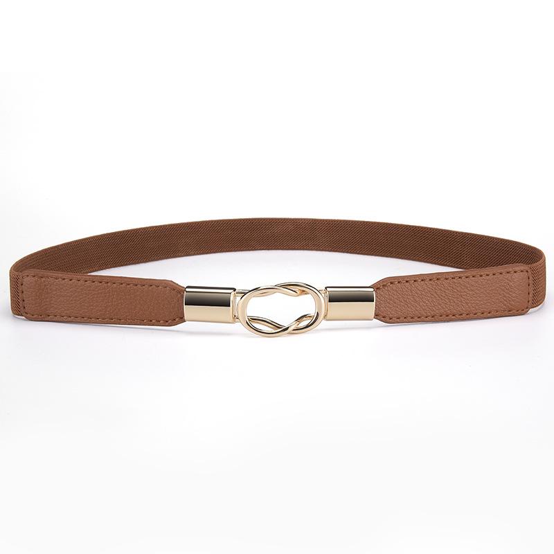 Button Thin Belt Women'S Decorative Waist Seal With Skirt Retro Elastic Elastic Narrow Belt Waist Black