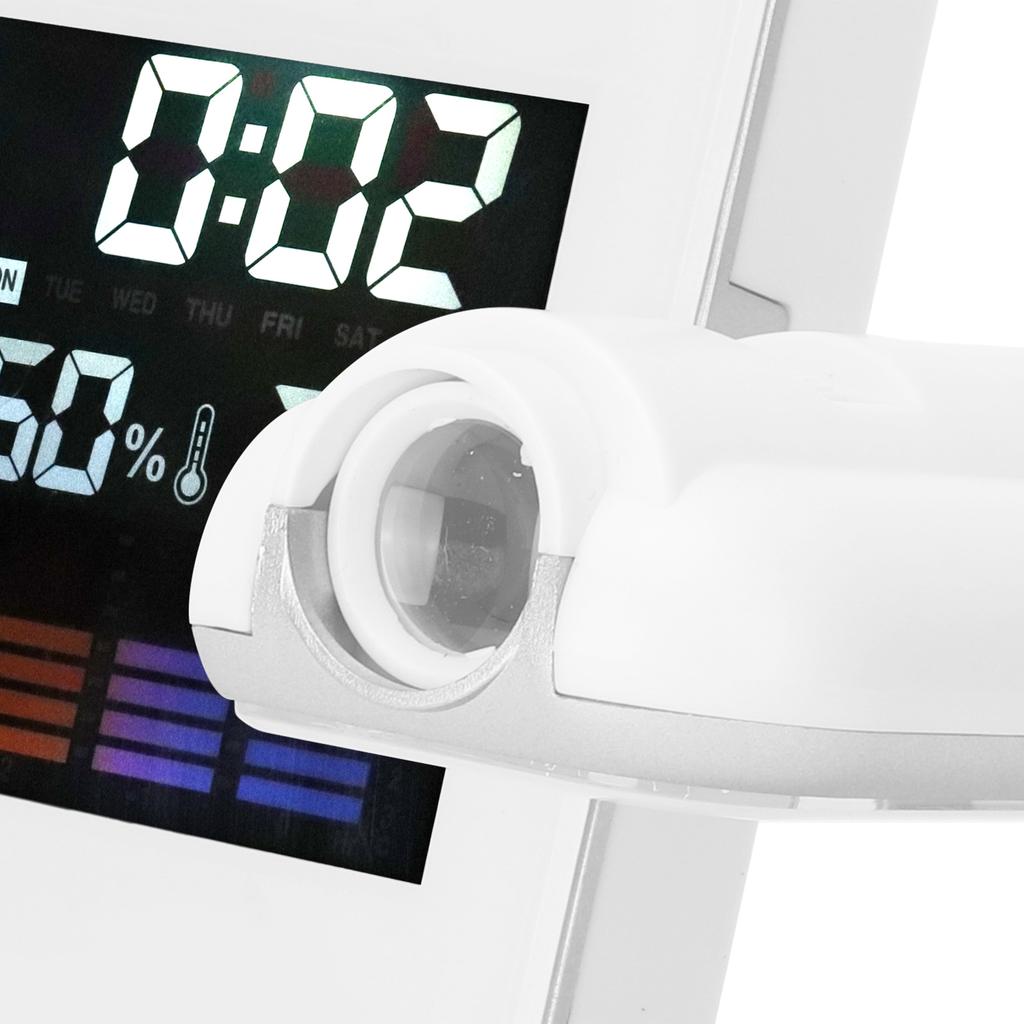 Indoor Projection LED Clock Thermometer Hygrometer Wther Forecast Snooze Perpetual Calendar