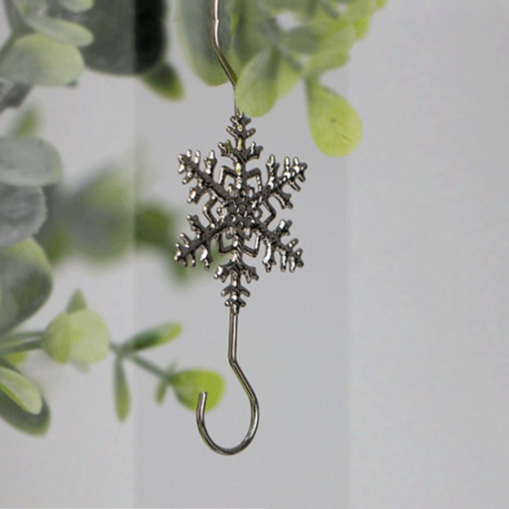 10pcs Snowflake Shape Christmas Wreath Hooks Xmas Tree Decoration Hook  Christmas Sock