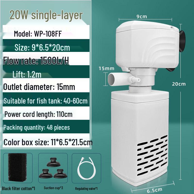Aquarium Silent Three-in-One Filter Pump & Oxygenator System