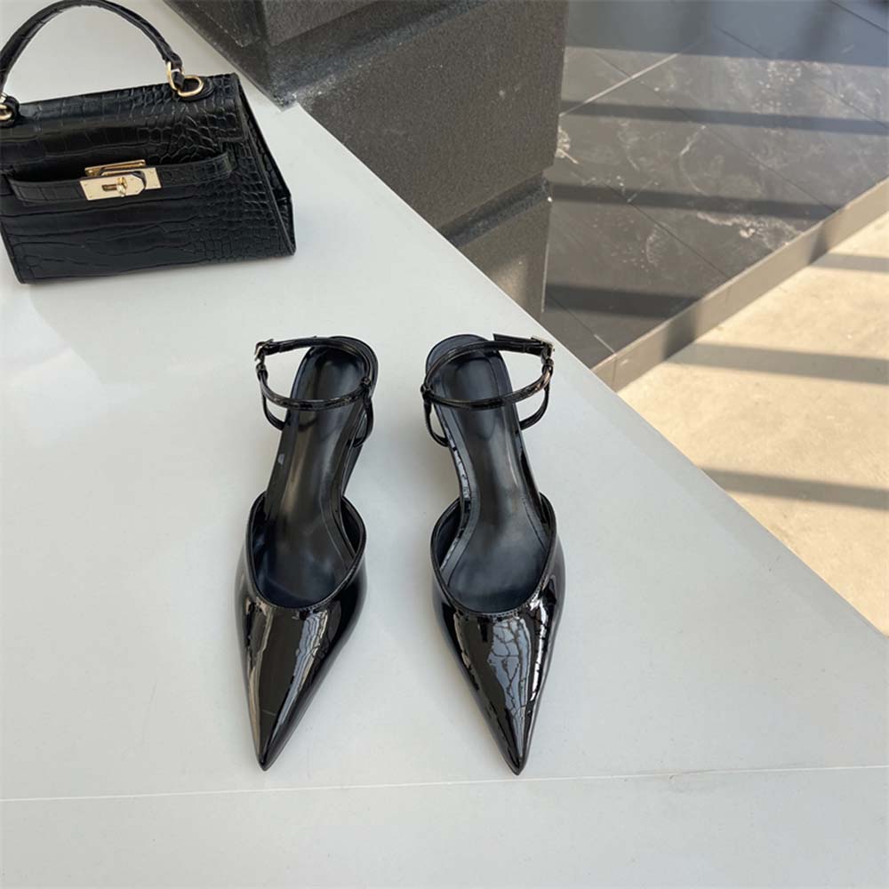 

модные женские босоножки с острым носком 2024 г. Новые поступления модные туфли на танкетке с ремешком на щиколотке черные красные оранжевые белые модные босоножки 5.5 чёрный