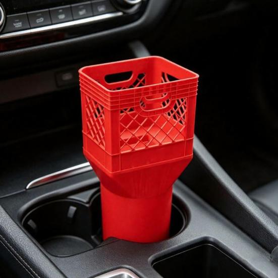 Square Cup Holder Expander for Car, Milk Crate Cup Holder, Anti-Slip Large Drink Stabilizer, Universal Vehicle Spill Proof Organizer for Truck SUV
