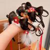 Tassel Chinese New Year Headwear Flower Red Bow Hairband Cute Children Wig Headband  Children