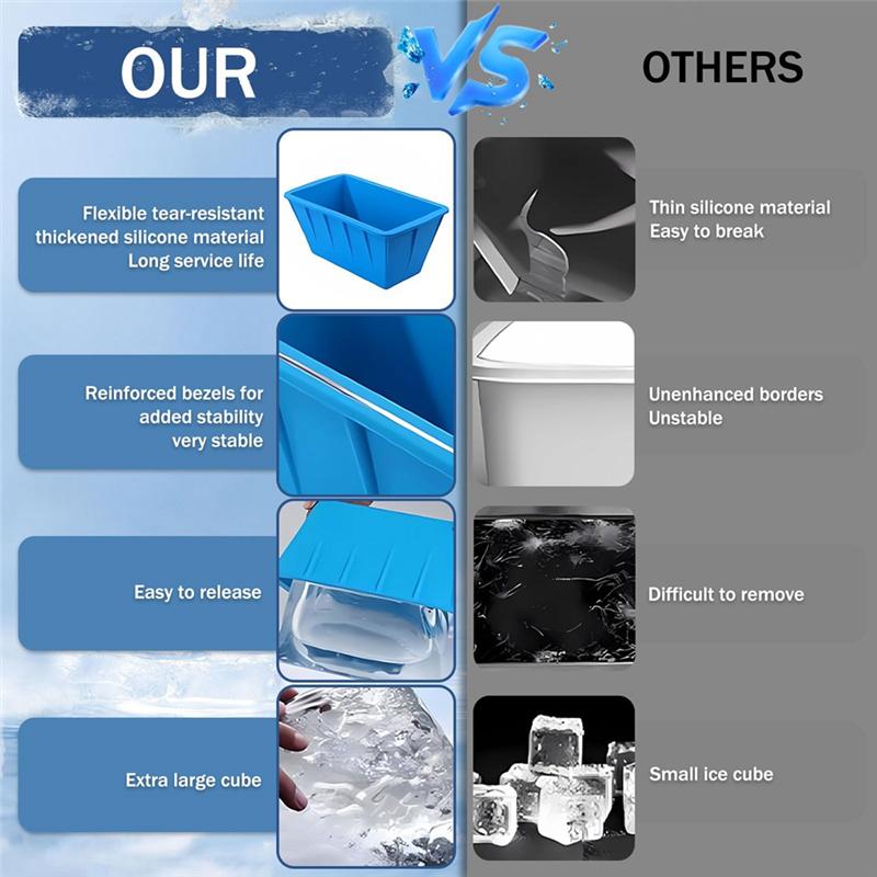 

ABWR-Extra Large Ice-Cube Molds 4Pack Silicone Ice Block Molds For Ice Plunge Tub, Reusable Ice-Cube Trays For Freezer синій