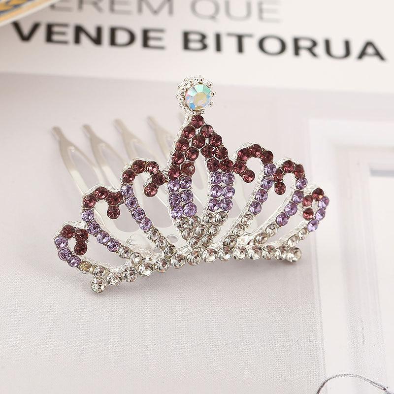 Girls Hair Accessories Mini Crown for Kids Bling Rhinestone Tiaras Hair Combs Princess Diadem Love Heart Shaped Headbands