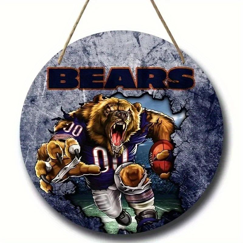 American Football Round Wooden Sign, home Room Holiday Festivals Front Sence Door Wall Hangng Art Sign Decor, Gift for Rugby Fans