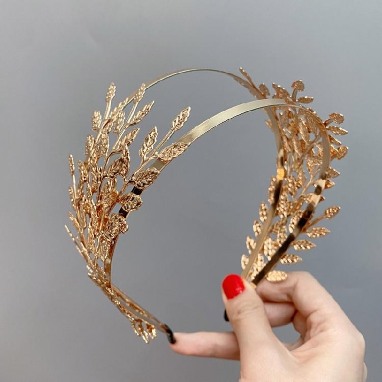 Greek Leaf Shape Hair Hoop Luxurious Model Show Tiaras Bride Styling Headwear