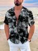 Camicia da Uomo a Maniche Corte con Collo Cubano - Camicia Stile Vacanza Hawaiana al Mare con Stampa su Tutta la Superficie e Collo, Lavabile in Lavatrice Adatta a Uomini Giovani