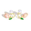Elegant Tulip Imitation Pearl Earrings for Women,Unique Pink Earrings,Exquisite Jewelry Mother's Day Gift